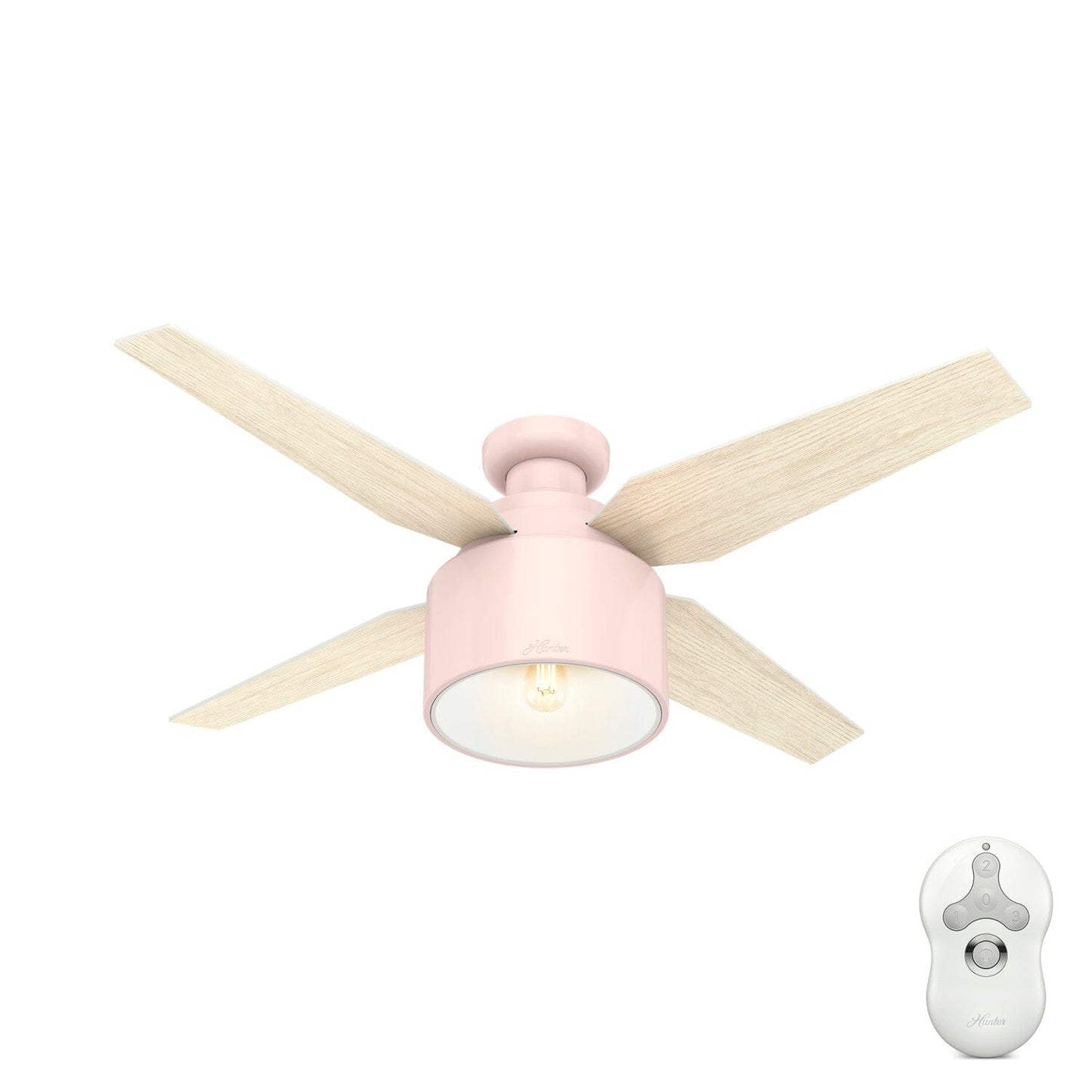 Cranbrook Low Profile with Light 52 inch Ceiling Fans Hunter Blush Pink - Bleached Oak 