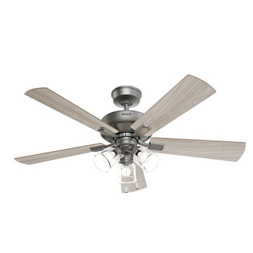 Crestfield HunterExpress with 3 LED Lights 52 inch Ceiling Fans Hunter Matte Silver - Light Gray Oak