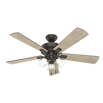 Crestfield with 3 LED Lights 52 inch Ceiling Fans Hunter Noble Bronze - Bleached Grey Pine