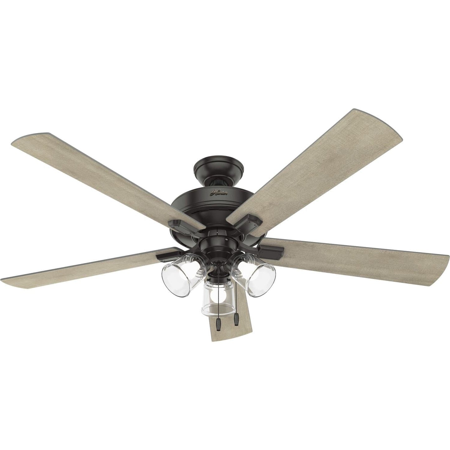 Crestfield with 3 LED Lights 60 inch Ceiling Fans Hunter Noble Bronze - Bleached Grey Pine 
