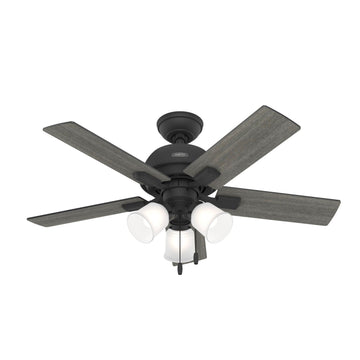 Crystal Peak with 3 Lights 44 inch Ceiling Fans Hunter Matte Black - Dark Gray Oak