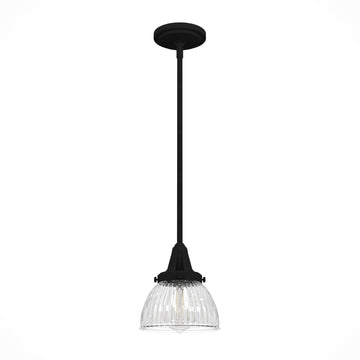 Cypress Grove 1 Light Mini Pendant Lighting Hunter Natural Black Iron - Clear Holophane