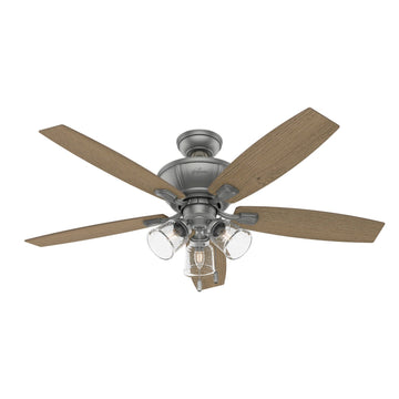 Darlington with LED 52 in Ceiling Fans Hunter Matte Silver - Aged Oak