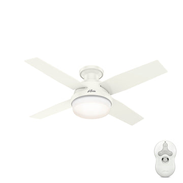 Dempsey Low Profile Outdoor with LED Light 44 inch Ceiling Fans Hunter Fresh White - Washed Oak