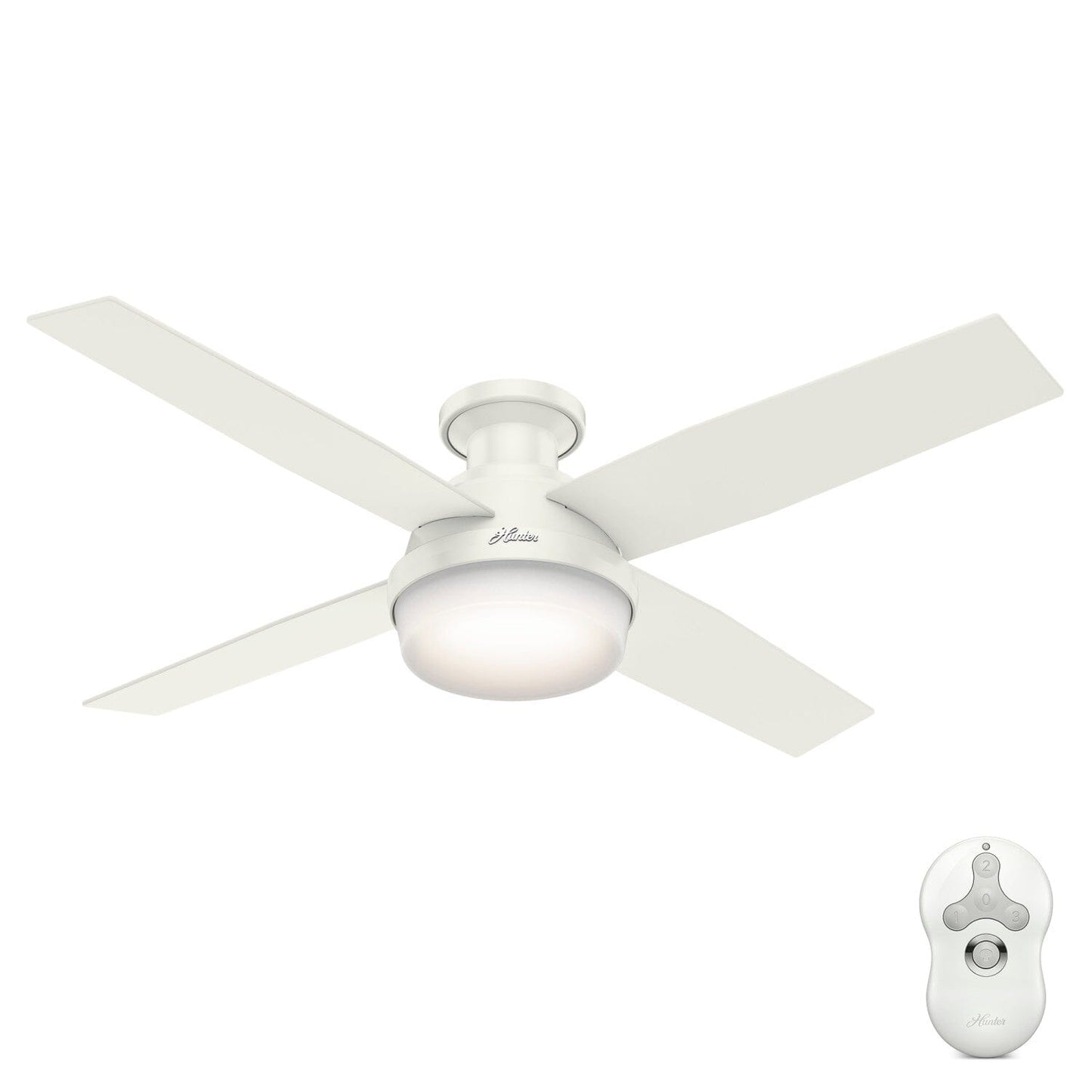 Dempsey Low Profile with Light 52 inch Ceiling Fans Hunter Fresh White - Blonde Oak 