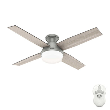 Dempsey Low Profile with Light 52 inch Ceiling Fans Hunter Matte Silver - Light Gray Oak