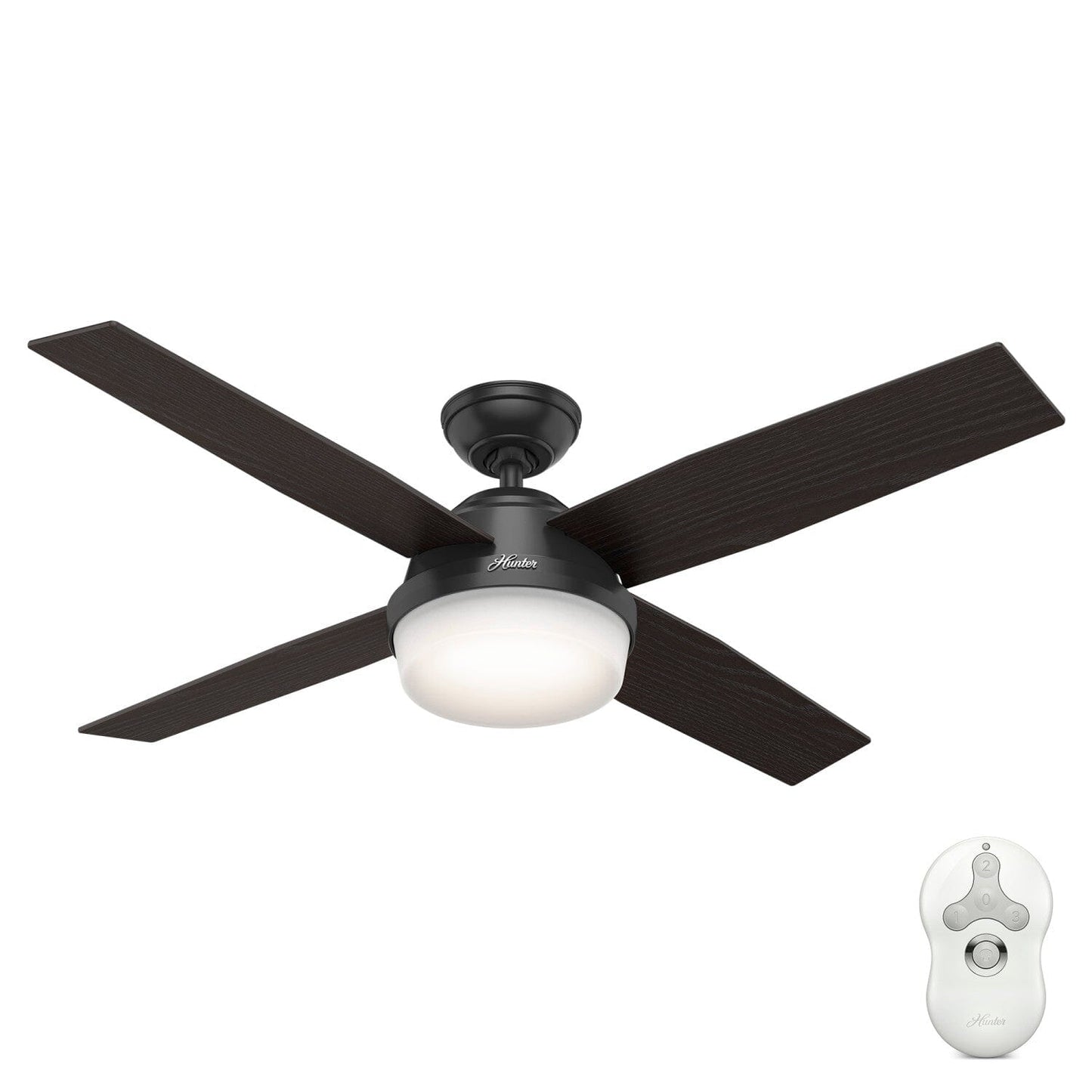 Dempsey Outdoor with Light 52 inch Ceiling Fans Hunter Matte Black - Black Willow 