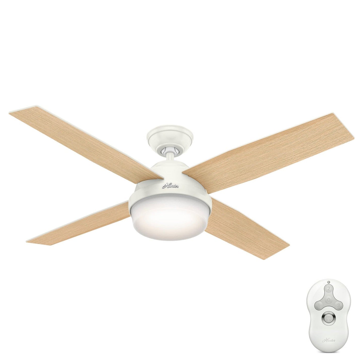 Dempsey with Light 52 inch Ceiling Fans Hunter Fresh White - Blonde Oak 