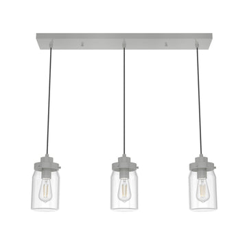 Devon Park 3 Light Cluster Linear Lighting Hunter Brushed Nickel - Clear
