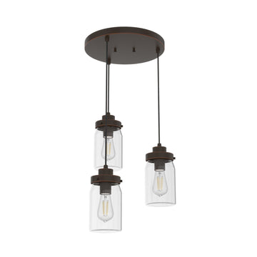 Devon Park 3 Light Cluster Round Lighting Hunter Onyx Bengal - Clear
