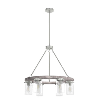 Devon Park 6 Light Chandelier Lighting Hunter Brushed Nickel - Grey Wood