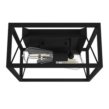 Doherty 2 Light Flush Mount Lighting Hunter Natural Black Iron