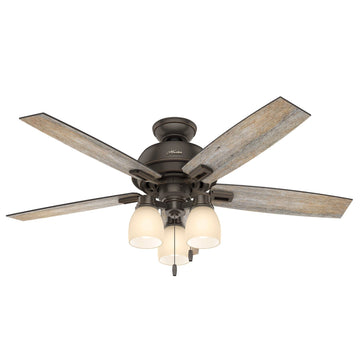 Donegan Amber Painted with 3 Lights 52 inch Ceiling Fans Hunter Onyx Bengal - Dark Walnut