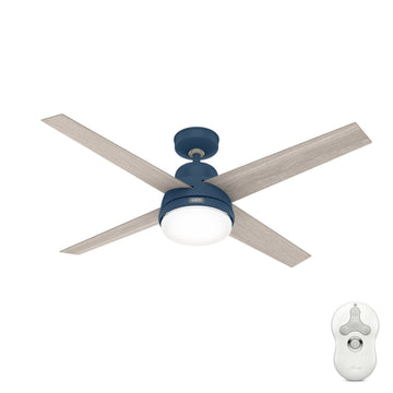 Dreamliner with LED Light 52 inch Ceiling Fans Hunter Indigo Blue - Light Gray Oak