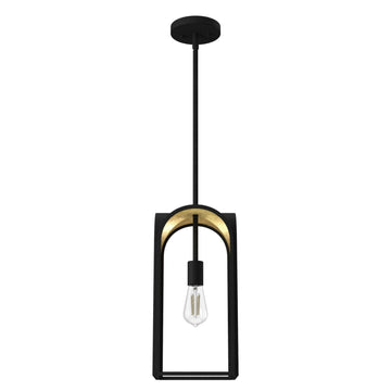 Dukestown 1 Light Mini Pendant Lighting Hunter Natural Black Iron - Gold Leaf