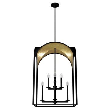 Dukestown 8 Light Pendant 22 inch Lighting Hunter Natural Black Iron - Gold Leaf