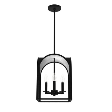 Dukestown Lantern Pendant 4 Light 12 inch Lighting Hunter Natural Black Iron - Silver Leaf