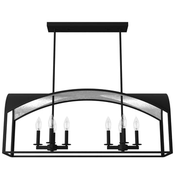 Dukestown Linear 8 Light Lighting Hunter Natural Black Iron - Silver Leaf