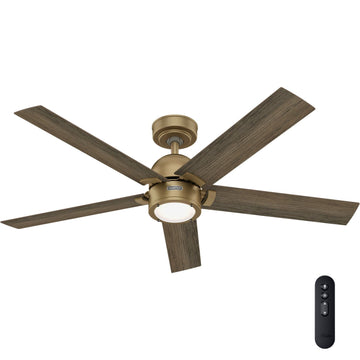 Erling ENERGY STAR with LED Light 52 inch Ceiling Fans Hunter Luxe Gold - Warm Grey Oak