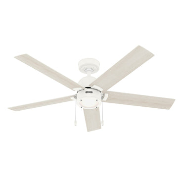 Erling with LED Light 52 inch Ceiling Fans Hunter Matte White - Bleached Alder