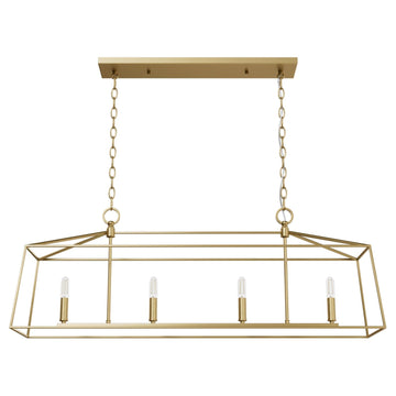 Fair Oaks 4 Light Linear Chandelier Lighting Hunter Luxe Gold - None