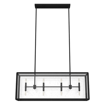 Felippe 8 Light Linear Chandelier Lighting Hunter Natural Black Iron - Seeded