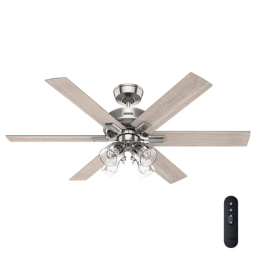 Fonthill Indoor HunterExpress with LED Light 52 inch with remote Ceiling Fans Hunter Brushed Nickel - Light Gray Oak