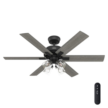 Fonthill Indoor HunterExpress with LED Light 52 inch with remote Ceiling Fans Hunter Matte Black - Dark Gray Oak