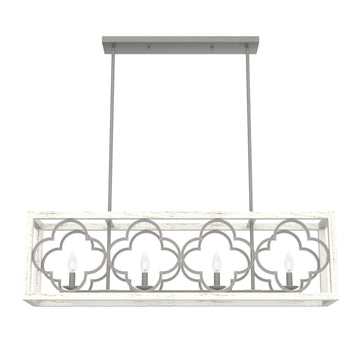 Gablecrest 4 Light Linear Chandelier Lighting Hunter Painted Concrete - Rustic White