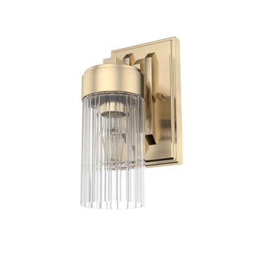 Gatz 1 Light Wall Sconce Lighting Hunter Alturas Gold - Clear Fluted
