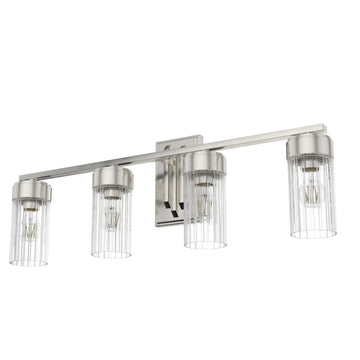 Gatz 4 Light Vanity Lighting Hunter Brushed Nickel - Ribbed