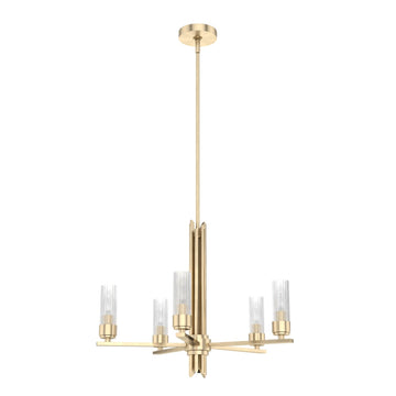 Gatz 5 Light Chandelier Lighting Hunter Alturas Gold - Ribbed