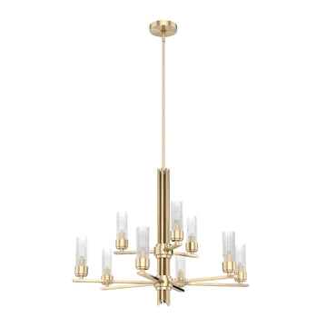 Gatz 9 Light 2-tier Chandelier Lighting Hunter Alturas Gold - Clear Fluted