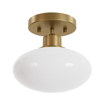 Getty Jasmine Roth 1 Light Small 8 Inch Flush Mount Lighting Hunter Luxe Gold - Cased White