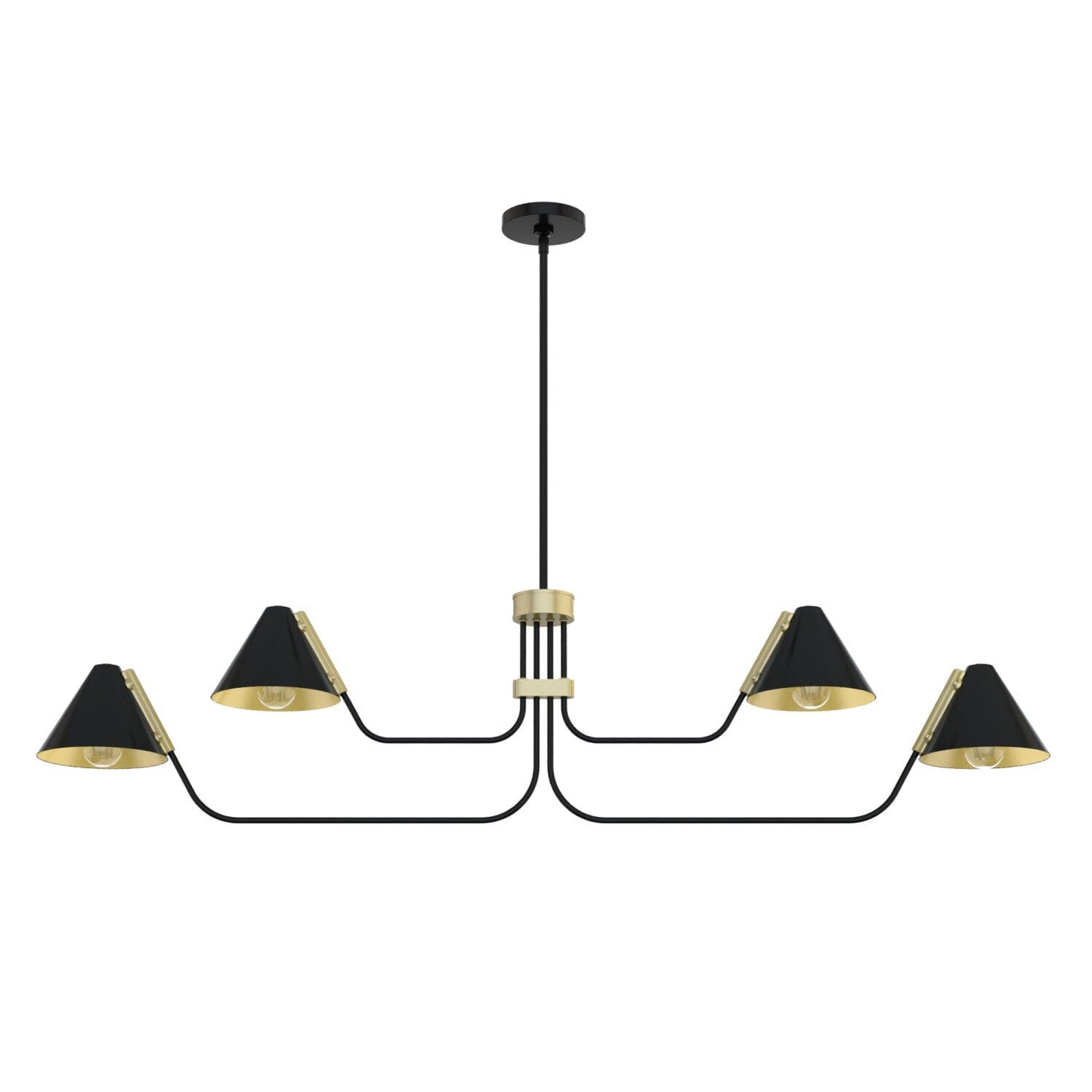 Grove Isle 4 Light Chandelier Lighting Hunter Matte Black - Modern Brass