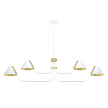 Grove Isle 4 Light Chandelier Lighting Hunter Matte White - Modern Brass