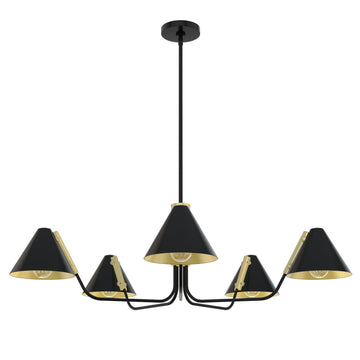 Grove Isle 5 Light Chandelier Lighting Hunter Matte Black - Modern Brass