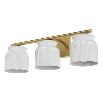 Harlowe Jasmine Roth 3 Light Medium 22 Inch Bath Vanity Lighting Hunter Luxe Gold - Cased White
