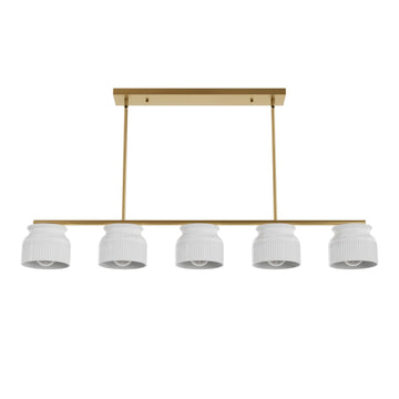 Harlowe Jasmine Roth 5 Light Large 51 Inch Linear Lighting Hunter Luxe Gold - Cased White