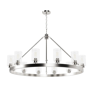 Hartland 12 Light Chandelier Lighting Hunter Brushed Nickel - Seeded