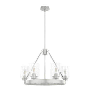 Hartland 6 Light Chandelier Lighting Hunter Brushed Nickel - Seeded