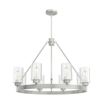 Hartland 8 Light Chandelier Lighting Hunter Brushed Nickel - Seeded