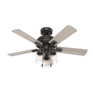 Hartland with LED Light 44 inch Ceiling Fans Hunter Noble Bronze - Light Gray Oak