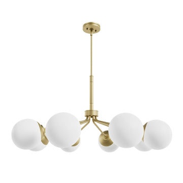 Hepburn Chandelier 8 Light Lighting Hunter Modern Brass - Cased White