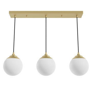 Hepburn Linear Cluster 3 Light Lighting Hunter Modern Brass - Cased White