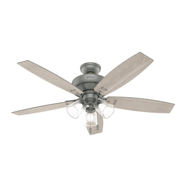 Hildebrand LED light 52in Ceiling Fans Hunter Matte Silver - Light Gray Oak