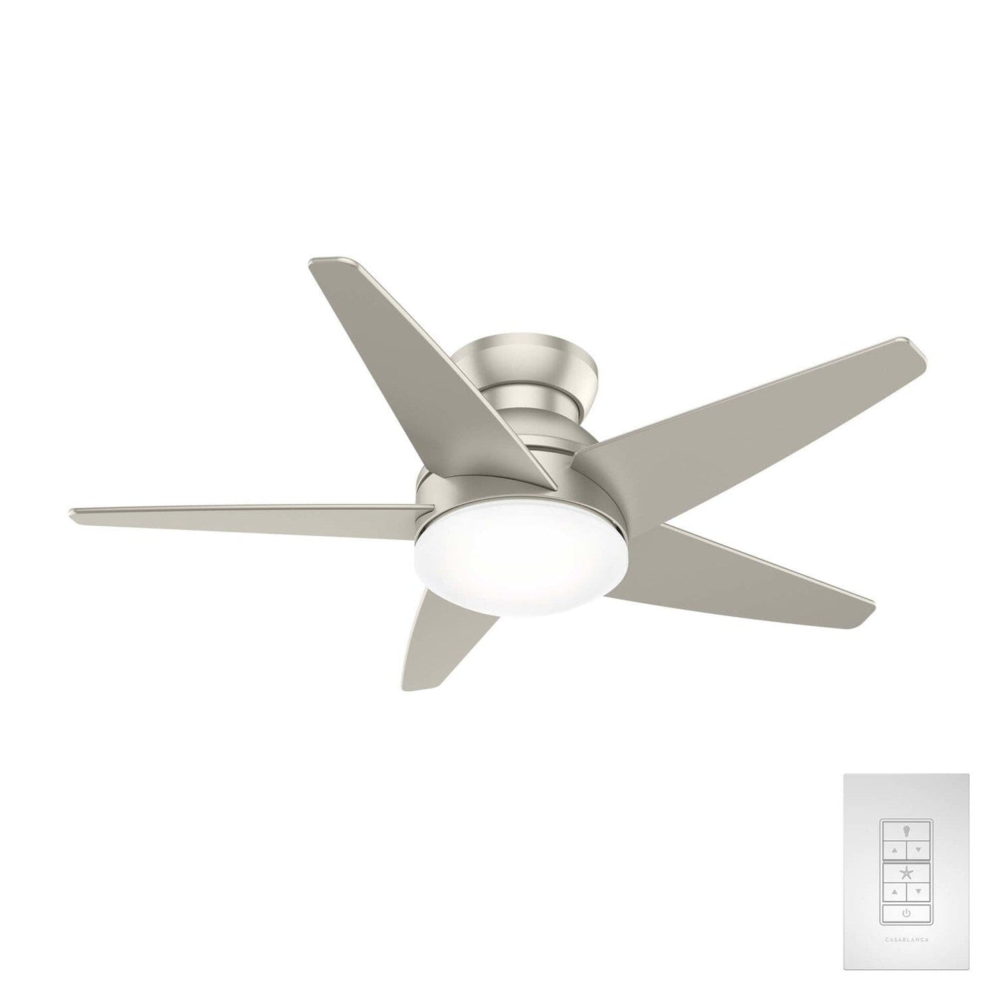 Isotope Low Profile with LED Light 44 inch Ceiling Fans Casablanca Matte Nickel - Matte Nickel 
