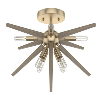 Jupiter Star Semi-Flush Mount Lighting Hunter Alturas Gold