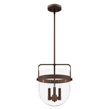 Karloff 3 Light Pendant 12 inch Lighting Hunter Textured Rust - Clear