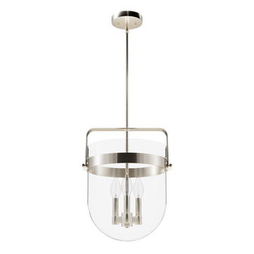 Karloff 3 Light Pendant 13 inch Lighting Hunter Brushed Nickel - Clear